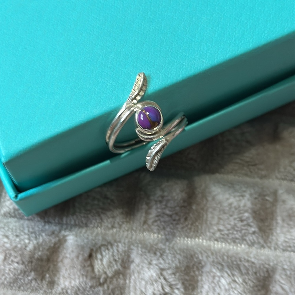 Solid 925 Sterling Silver Purple Copper Gemstone … - image 4